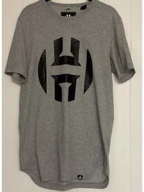 adidas James Harden Men's Gray Short-Sleeve Tee with Black Graphic